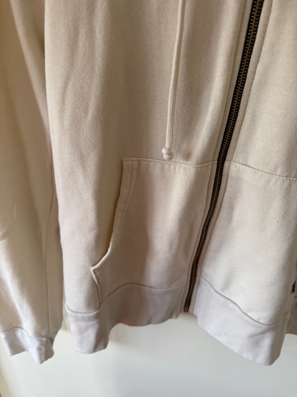 Aviator Nation Cream Zip Hoodie with Yellow, Orange, Red, Pink & Blue Stripes - Picture 5 of 8